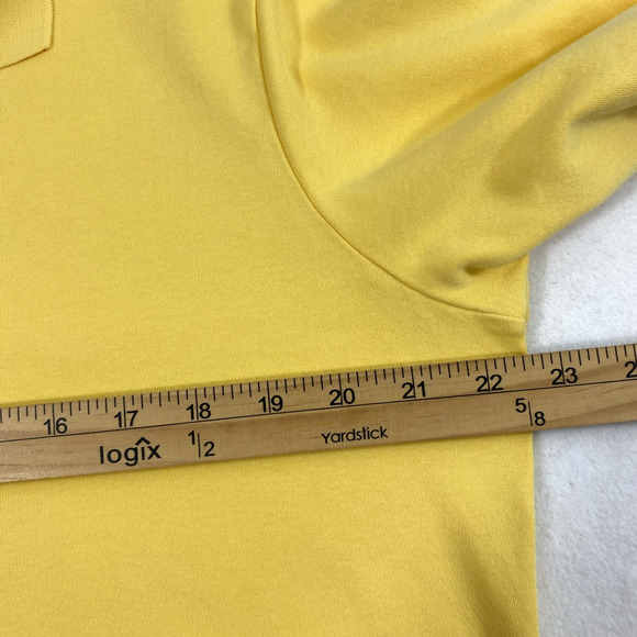 Lands' End Polo Shirt Mens Medium Yellow Golf Short Sleeve Ribbed Bottom - Picture 6 of 7